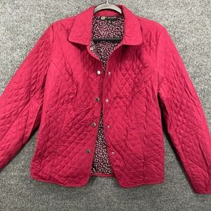 RL Richard Jacket Womens 12 Maroon Quilted Snap On Long Sleeve Farmhouse Cottage